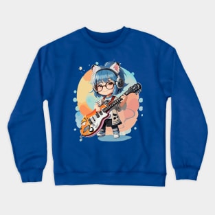 A little girl plays the guitar Crewneck Sweatshirt